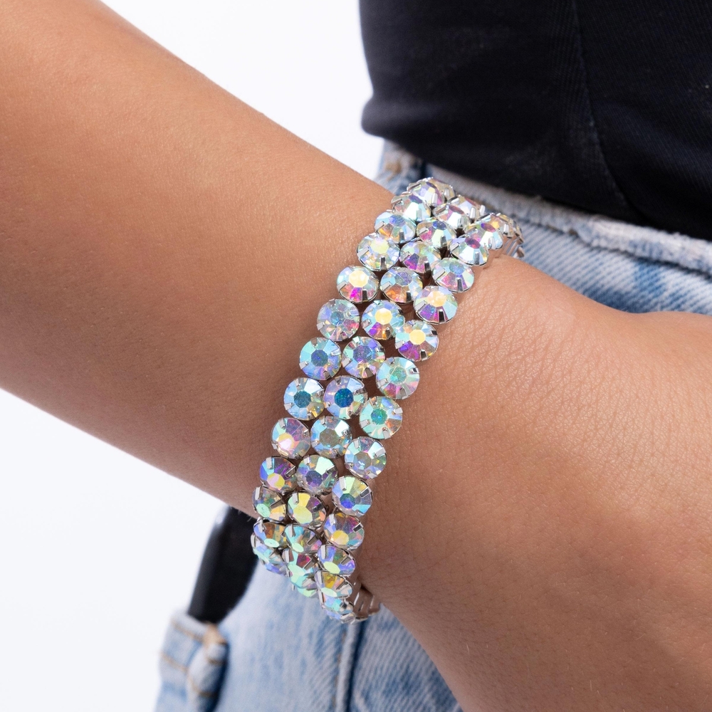 Elegant Iridescent Rhinestone Coil Bracelet
